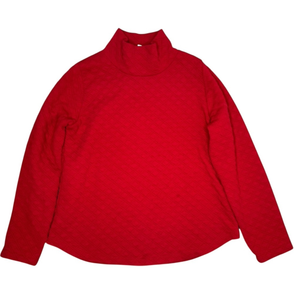 J.Crew Red quilted Mockneck Pullover Sweatshirt Size Medium - Picture 2 of 5